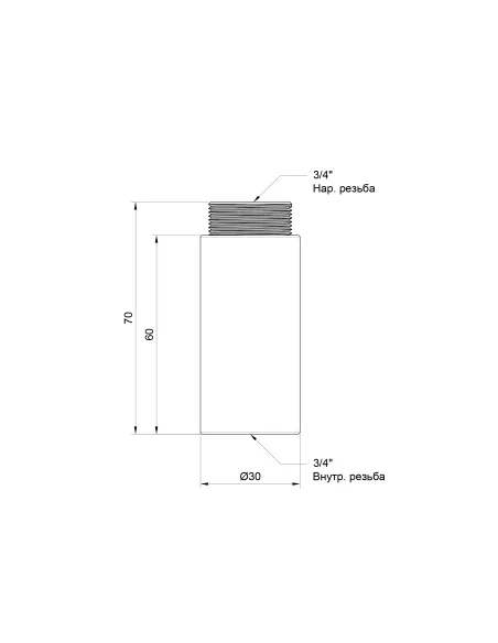 Удлинитель латунный SD Plus SD1302060 хром, 60 мм х 3/4 дюйма