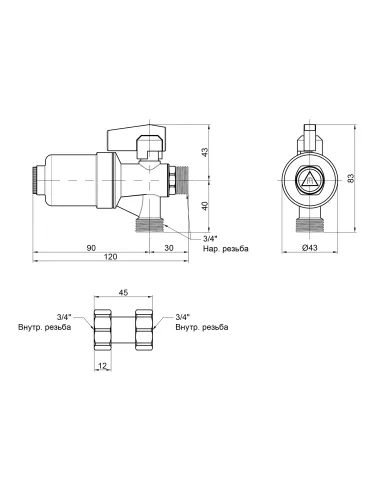 Фильтр-грязеулавливатель Icma №753 3/4 дюйма с магнитом для котла