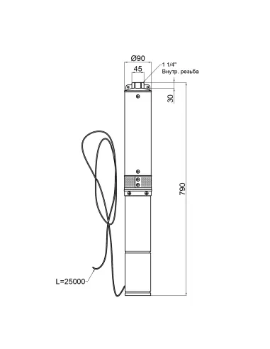 Центробежный глубинный насос Thermo Alliance 4SSM2-9 0,37 кВт, кабель 25 метров
