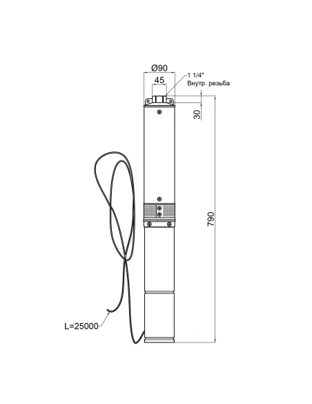 Центробежный глубинный насос Thermo Alliance 4SSM2-9 0,37 кВт, кабель 25 метров