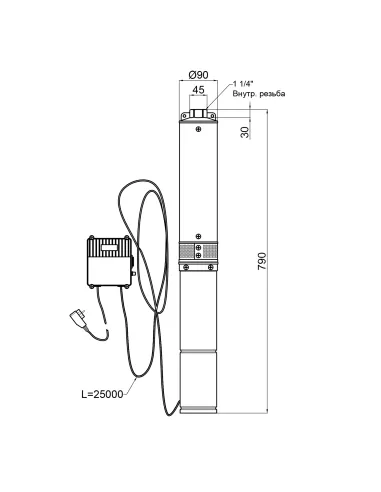 Відцентровий глибинний насос Thermo Alliance 4SSM2-9 0,37 кВт, пульт, кабель 25 метрів купити у Дніпрі та Києві - ціна від КТУ