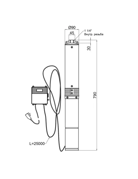 Відцентровий глибинний насос Thermo Alliance 4SSM2-9 0,37 кВт, пульт, кабель 25 метрів купити у Дніпрі та Києві - ціна від КТУ