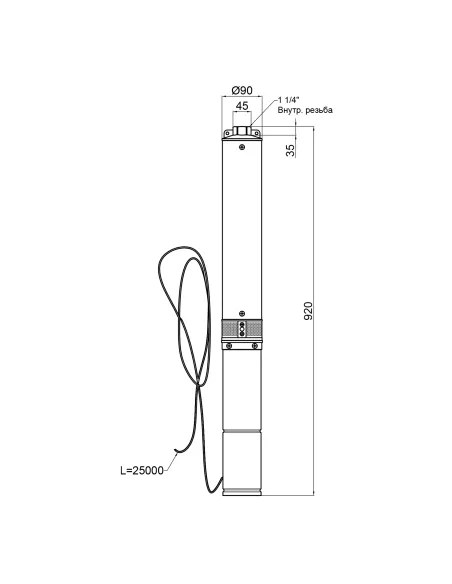 Центробежный глубинный насос Thermo Alliance 4SSM4-10 0,75 кВт, кабель 25 метров