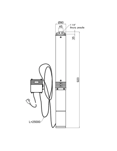 Відцентровий глибинний насос Thermo Alliance 4SSM4-10 0,75 кВт, пульт, кабель 25 метрів купити у Дніпрі та Києві - ціна від КТУ