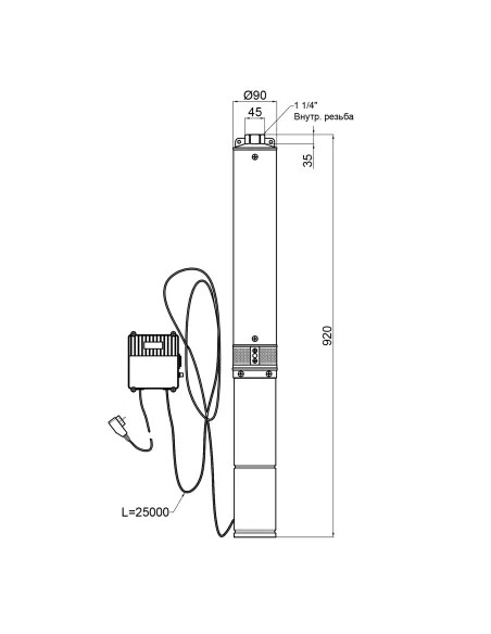 Відцентровий глибинний насос Thermo Alliance 4SSM4-10 0,75 кВт, пульт, кабель 25 метрів купити у Дніпрі та Києві - ціна від КТУ