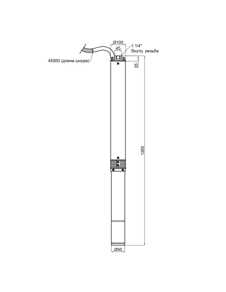 Центробежный глубинный насос Thermo Alliance 4SSM4-18 1,5 кВт, кабель 45 метров