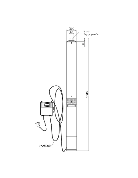 Центробежный глубинный насос Thermo Alliance 4SSM6-11 1,1 кВт, пульт, кабель 25 метров