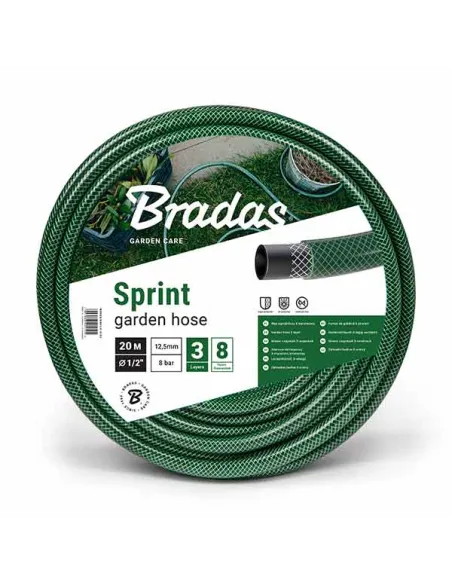 Шланг для полива Bradas Sprint 1/2 дюйма, 20 метров, армированный Шланг для полива Bradas Sprint 1/2 дюйма, 20 метров, армированный
