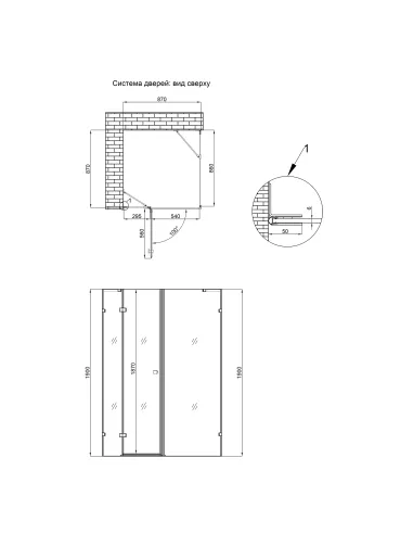 Душевая кабина без поддона Q-Тap Capricorn BLA1099SC6, квадратная