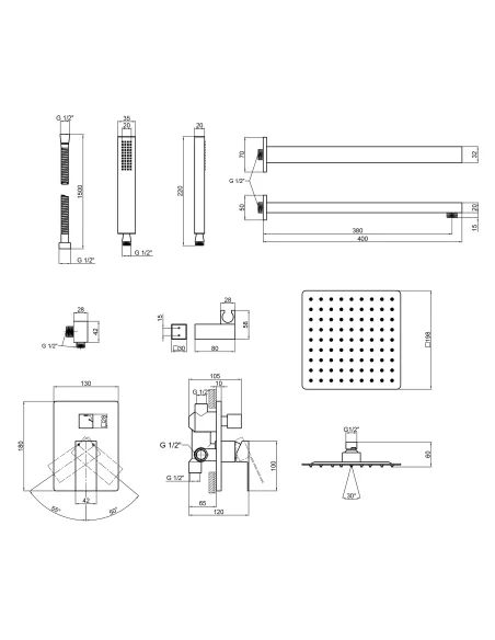 Душова система без виливу прихованого монтажу Q-Tap Aquarius QTAQA64103NGC Chrome