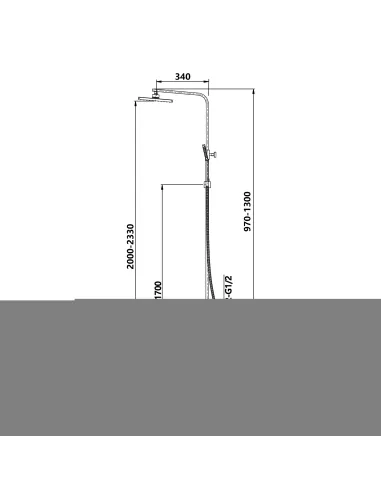 Душова система з виливом Lidz Dozorca 1030 LDDOZ1030CRM45407 Chrome