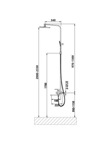 Душевая система с изливом Lidz Wawel 1030 LDWAW1030CRM45391 Chrome