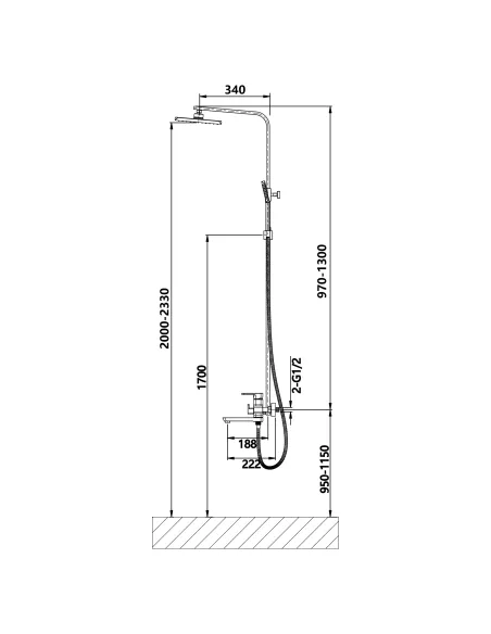 Душова система з виливом Lidz Wawel 1030 LDWAW1030WHI45401 White