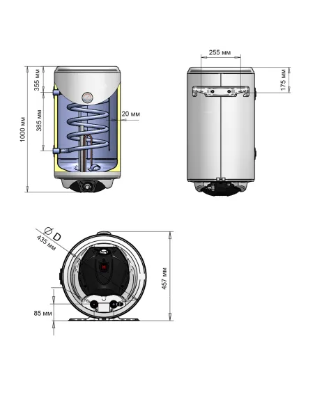 Бойлер комбінований Thermo Alliance CWH 10044 4S L, мокрий ТЕН, 100 л