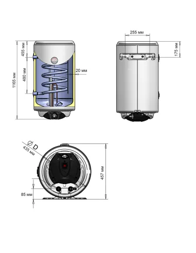 Бойлер комбинированный Thermo Alliance CWH 12044 5S L, мокрый ТЭН, 120 л