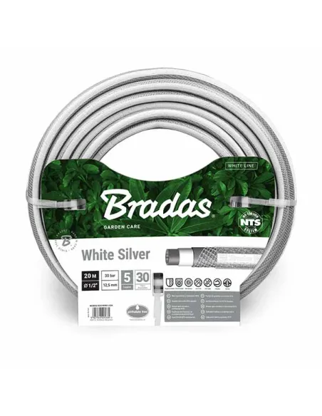 Шланг для поливу Bradas Nts White Silver 1/2 дюйми, 20 метрів, армований