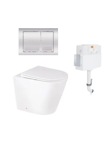 Комплект Q-Тap Swan, унитаз напольный Rimless QT16223178W, комплект инсталляции Nest QT0122490S4Q1 и клавиша QT0111M06028CRM