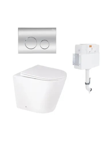 Комплект Q-Тap Swan, унитаз напольный Rimless QT16223178W, комплект инсталляции Nest QT0122490S4Q1 и клавиша QT0111M11112CRM