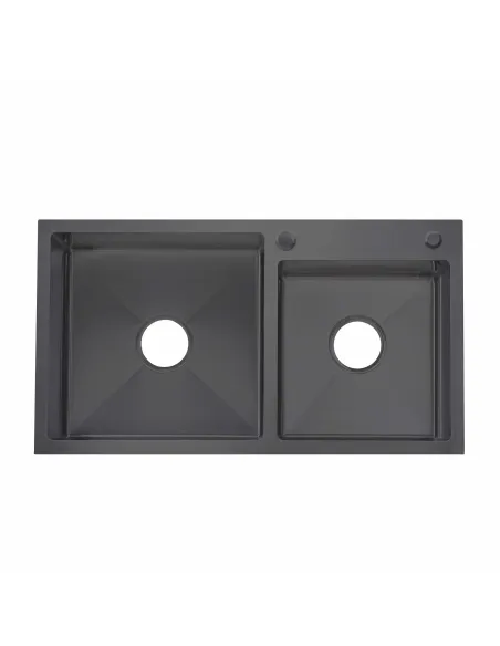 Мойка для кухни прямоугольная Lidz Handmade H7843 Brushed Black PVD 3,0/1,0 мм из нержавеющей стали, с двумя чашами
