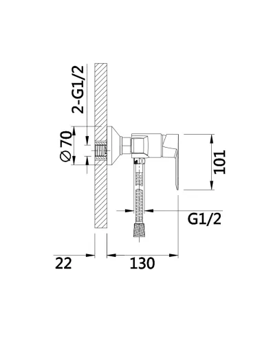 Змішувач для душу Lidz Latwa 010 LDLAT010CRM45416 Chrome без виливу