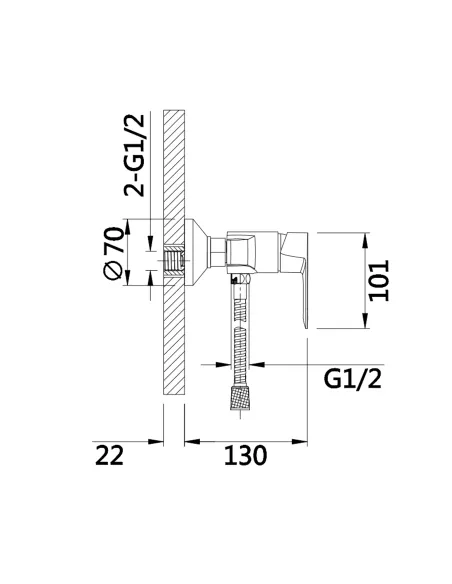 Змішувач для душу Lidz Latwa 010 LDLAT010CRM45416 Chrome без виливу