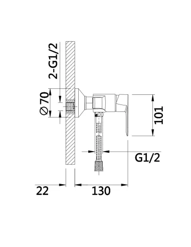 Смеситель для душа Lidz Latwa 010 LDLAT010WHI45426 White, без излива