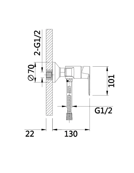 Смеситель для душа Lidz Latwa 010 LDLAT010WHI45426 White, без излива