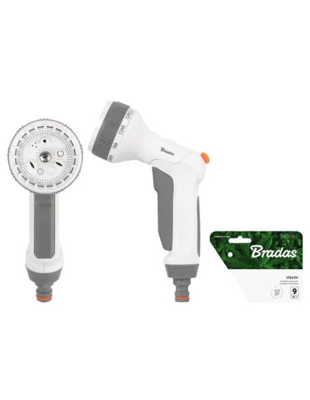 Пистолет для полива Bradas Classic White Line 9 режимов, пластик