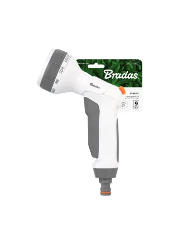 Пистолет для полива Bradas Classic White Line 9 режимов, пластик