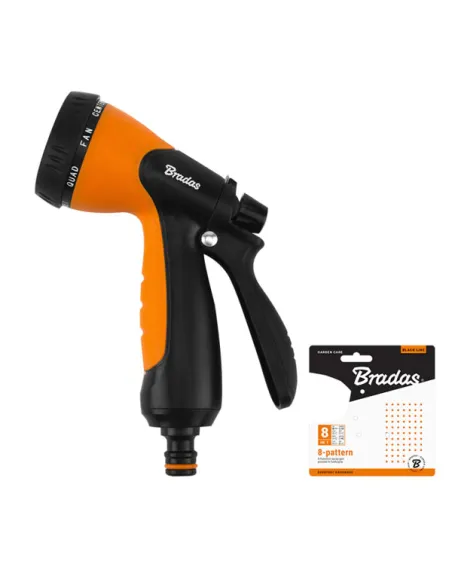 Пістолет для поливу Bradas ECO-2068 Black Line 8 режимів, пластик