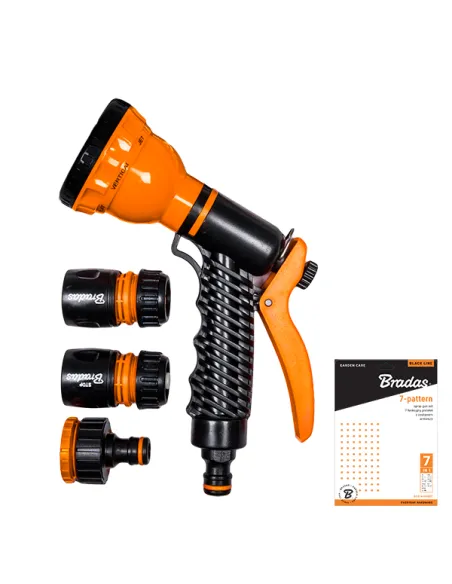 Пістолет для поливу Bradas ECO-4440 Black Line 7 режимів, пластик, фурнітура в комплекті