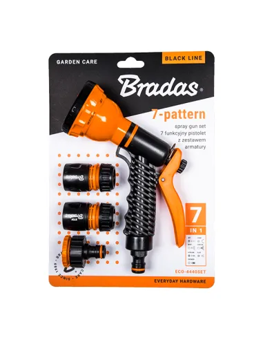 Пістолет для поливу Bradas ECO-4440 Black Line 7 режимів, пластик, фурнітура в комплекті