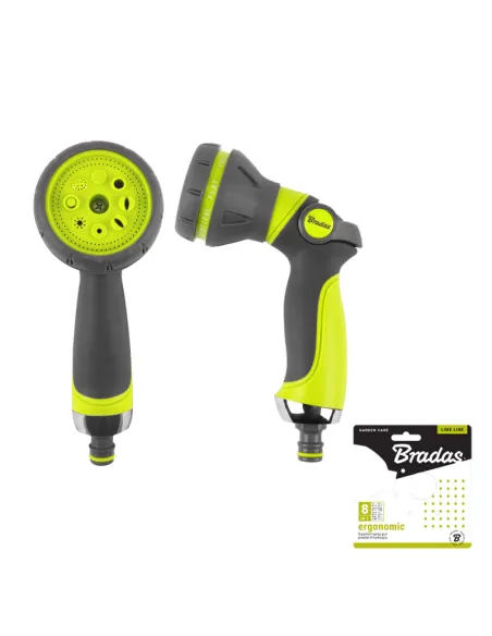 Пистолет для полива Bradas Ergonomic Lime Line 8 режимов, пластик