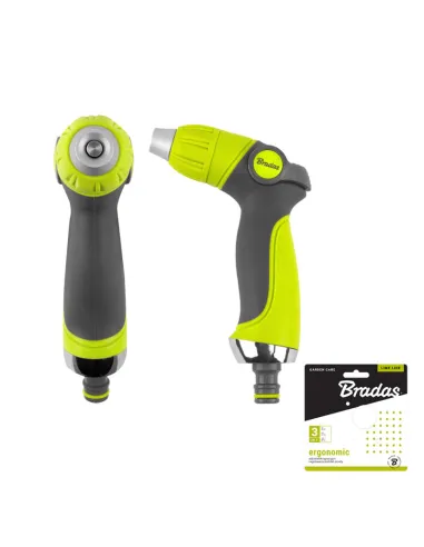 Пистолет для полива Bradas LE-5113 Ergonomic Lime Line регулируемый, пластик