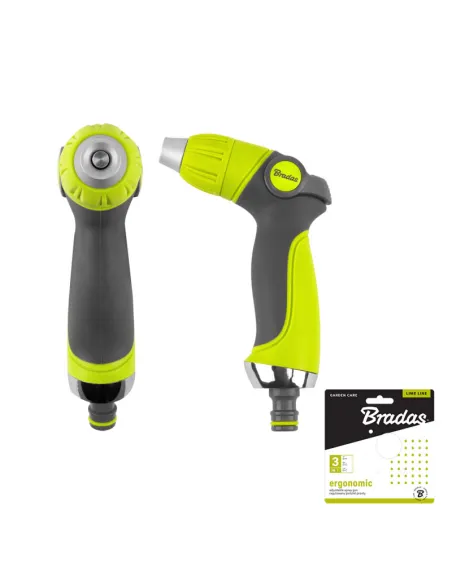 Пістолет для поливу Bradas LE-5113 Ergonomic Lime Line регульований, пластик