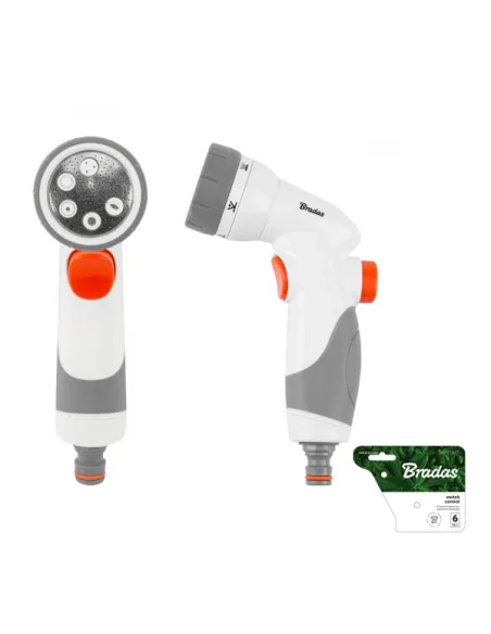 Пістолет для поливу Bradas Switch Control White Line 6 режимів, пластик