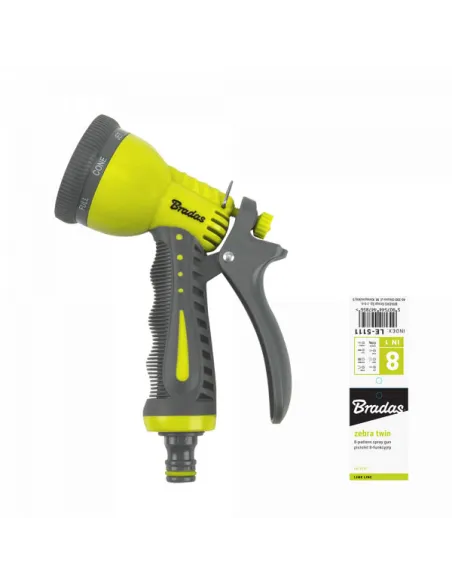 Пистолет для полива Bradas Zebra Twin Lime Line 8 режимов, пластик