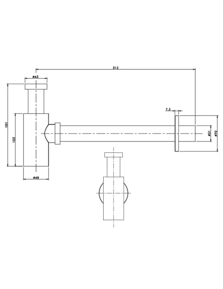 Сифон для умивальника Asignatura Delight 75512800, хром
