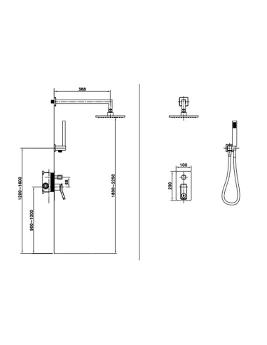 Душевая система скрытого монтажа Asignatura Unique 85507902, черная
