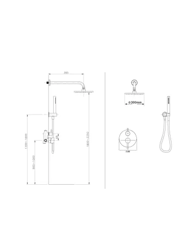 Душевая система скрытого монтажа Asignatura Delicate 15507902, черная