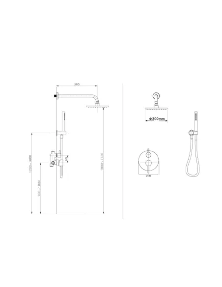 Душевая система скрытого монтажа Asignatura Delicate 15507902, черная