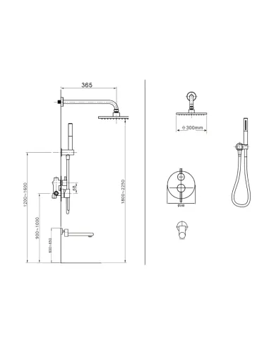 Душевая система скрытого монтажа Asignatura Delicate 15527902, черная