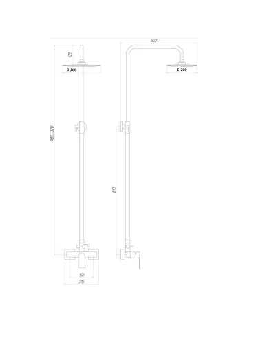 Душова система без виливу Topaz Capri TCA-15702-H37 хром