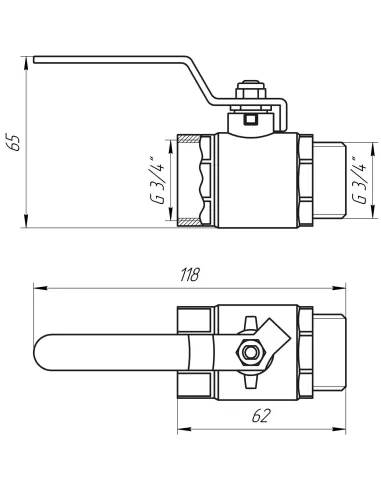 Кран шаровой прямой Quality Professional QP152 НВ 3/4 дюйма