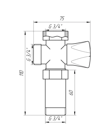 Приладовий кран Quality Professional NV-QP170 3/4 x 3/4 x 3/4 дюйми з подовжувачем