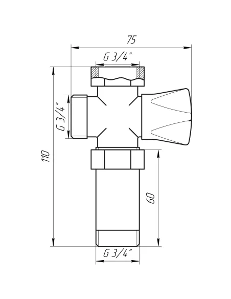 Приладовий кран Quality Professional NV-QP170 3/4 x 3/4 x 3/4 дюйми з подовжувачем