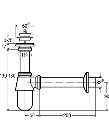 Сифон для умивальника Viega 366681 1 1/4 дюйма, хром