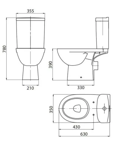 Унитаз-компакт Kolo Freja L79047000 нижний подвод воды, сидение дюропласт Soft-close