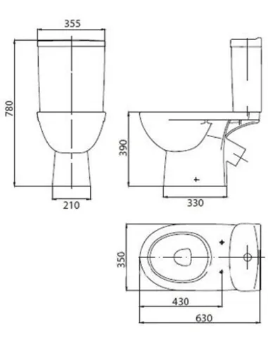 Унитаз-компакт Kolo Freja L79046000 нижний подвод воды, сидение дюропласт Soft-close