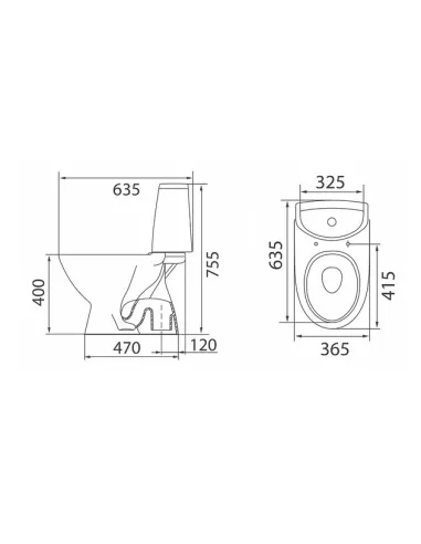 Унітаз-компакт Kolo Runa L89206100 нижнє підведення води, сидіння дюропласт